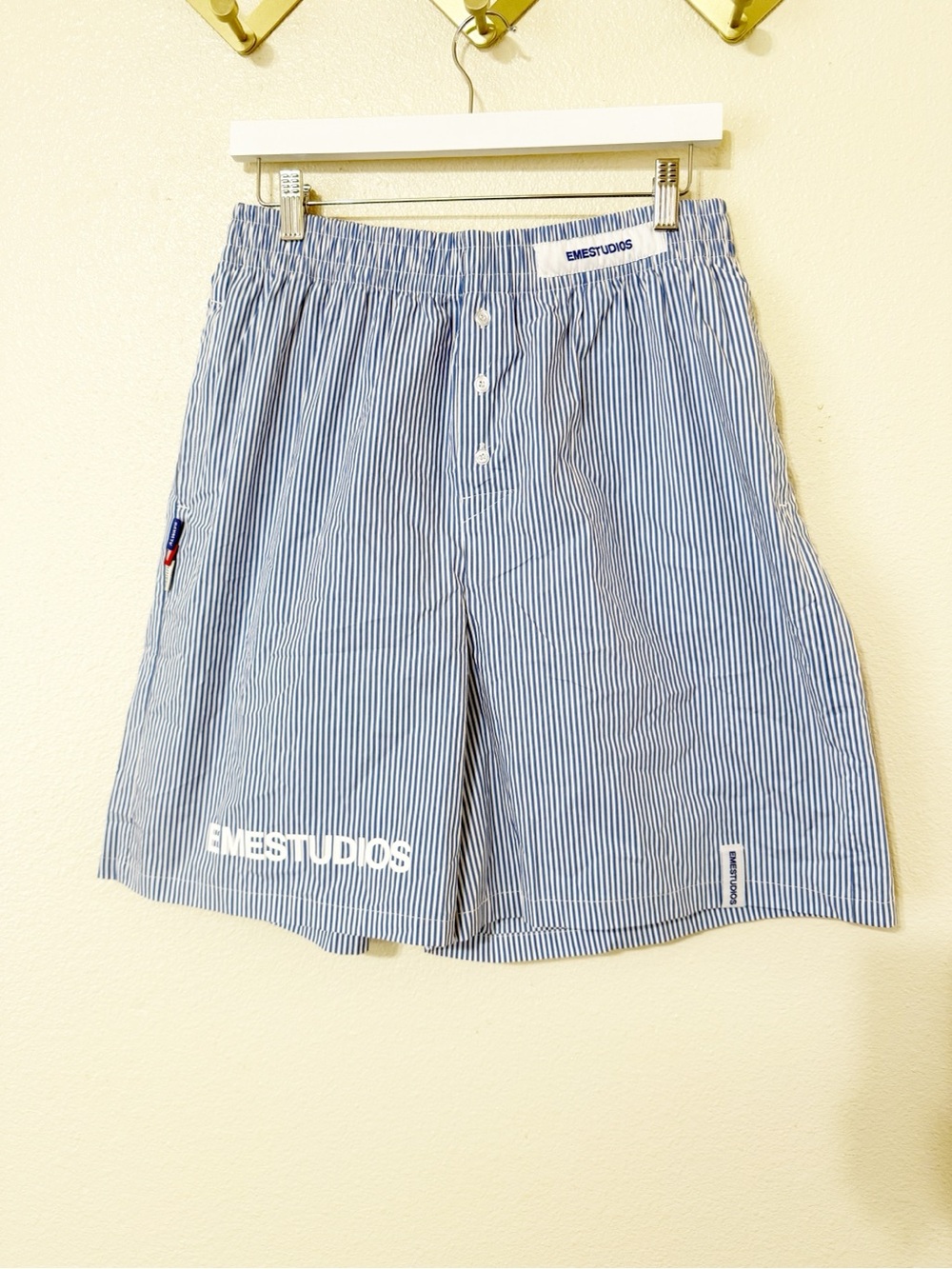 Eme Studios Jammies LS Blue Striped Cotton Logo Boxer Shorts NEW Size 40 - Picture 10 of 14